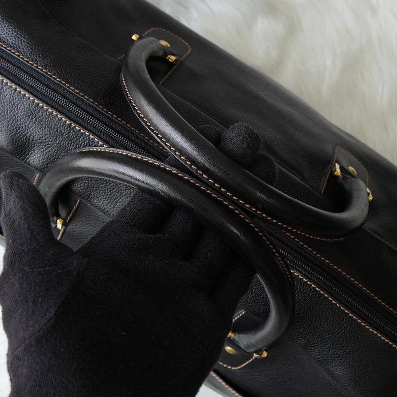 Dunhill Leather 2-Way Boston Bag in Black
