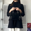 Loewe Amazona 28 黑色绒面革/皮革手提包