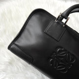 ロエベ アマソナ28 アナグラム レザー ミニボストンバッグ ハンドバッグ ブラック - NEWSED