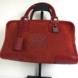 ロエベ アマソナ28 スエード レザー ハンドバッグ レッド レディース - NEWSED