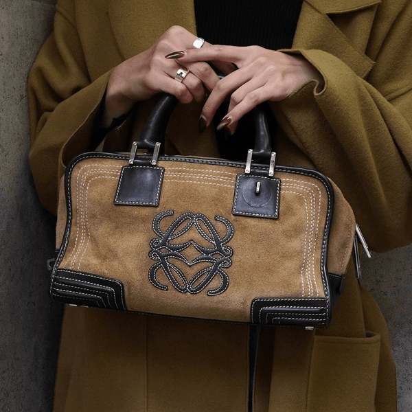 ロエベ アマソナ28 スエード / レザー ハンドバッグ ベージュ / ブラウン - NEWSED