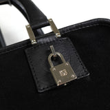 ロエベ アマソナ28 スエード / レザー ハンドバッグ ブラック