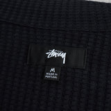 ステューシー Big Thermal Zip Shirt ワンポイントロゴ フルジップ サーマル ブラック メンズ