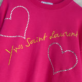イヴ サンローラン ヴィンテージ ロゴ ビジュー スウェット ピンク レディース