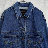 バレンティノ ジーンズ ヴィンテージ Vロゴ ボタン 刺繍 デニムジャケット ブルー