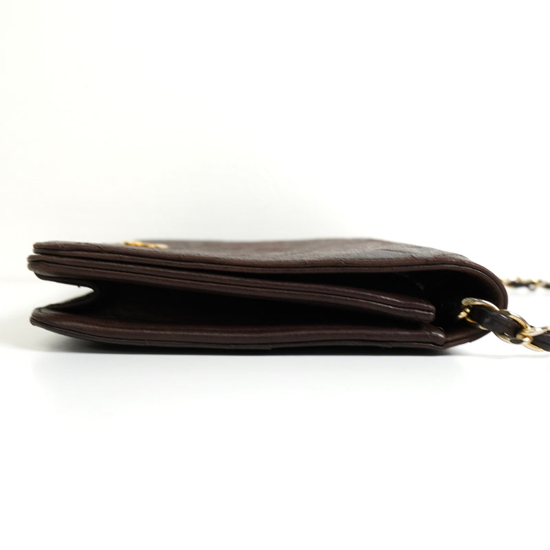 シャネル ココマーク マトラッセ ラムスキン チェーン ショルダーバッグ ブラウン 0番台7桁