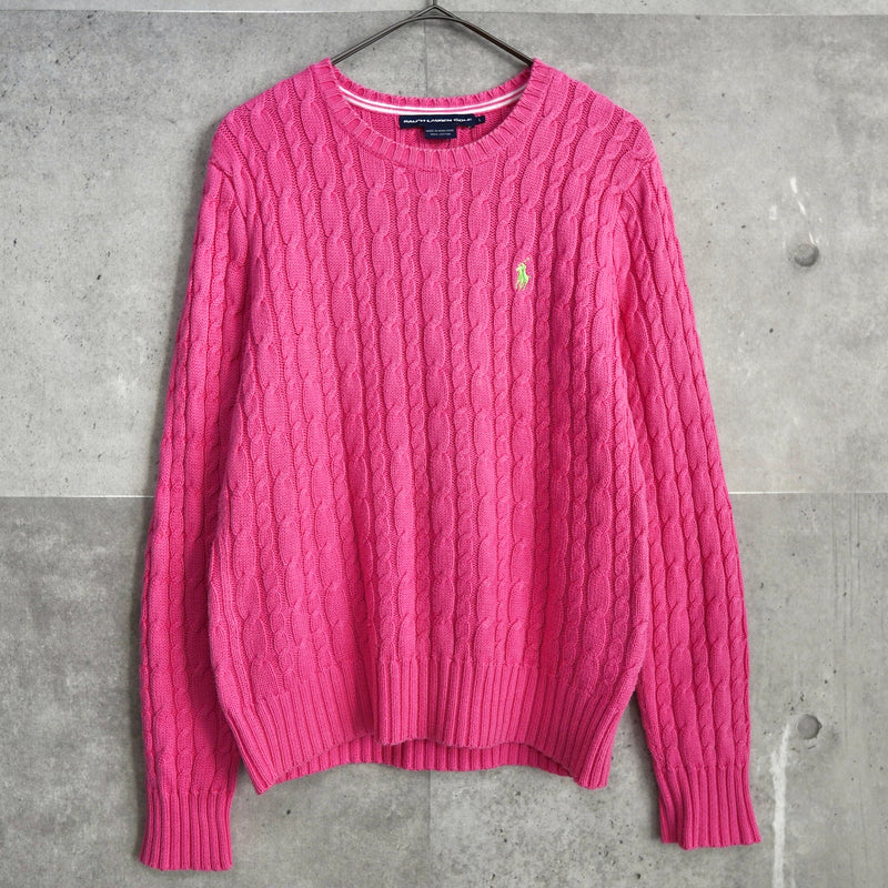 Logo Embroidery Cable Knit Sweater