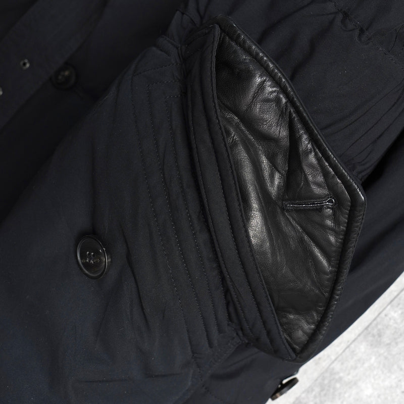 ポロ バイ ラルフローレン レザー切り替え フーデッド 中綿ジャケット コート ブラック