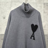 アミパリ アミ パリス ハートロゴ タートルネック ニット グレー