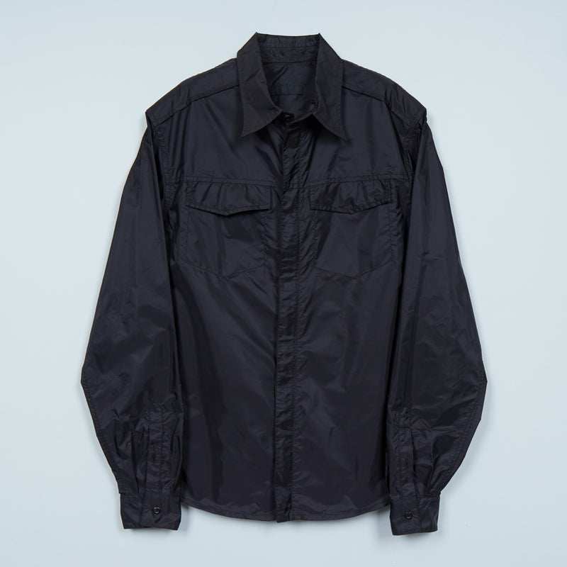 プラダ ロゴ ジップ ナイロン 長袖シャツ シャツジャケット ブラック