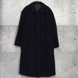 イヴ サンローラン ヴィンテージ ウールコート ステンカラーコート ネイビー