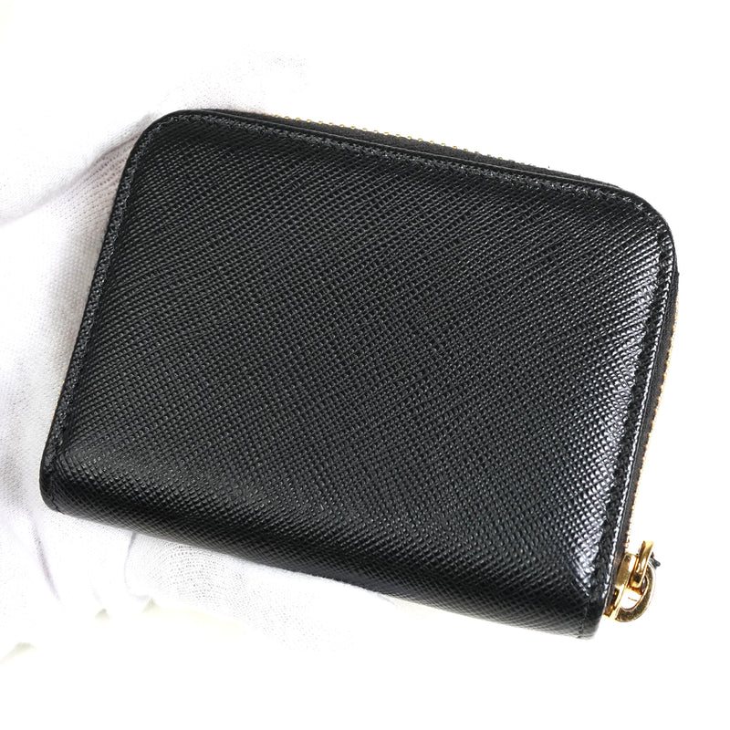 プラダ ロゴ サフィアーノ レザー コインケース ブラック