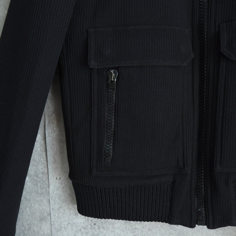 ディオール オム エディ期 異素材切り替え 中綿 キルティング ウール ブルゾン ニットジャケット ブラック