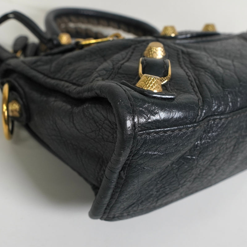 バレンシアガ ジャイアンドミニシティ レザー 2way ハンドバッグ ショルダーバッグ ブラック / グレー