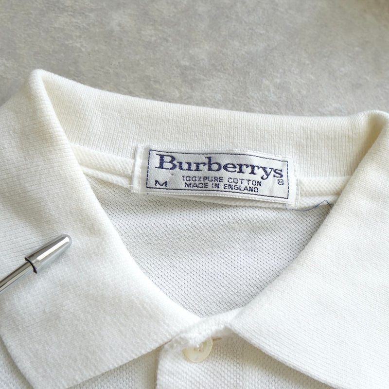 バーバリー ホースロゴ 刺繍 半袖ポロシャツ ホワイト