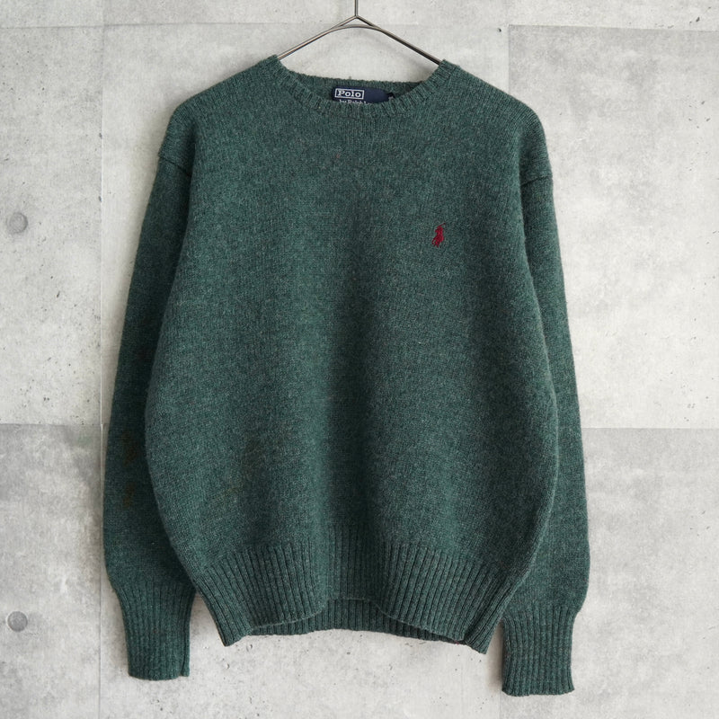 ポロ ラルフローレン スモールポニーロゴ ウール ニット グリーン