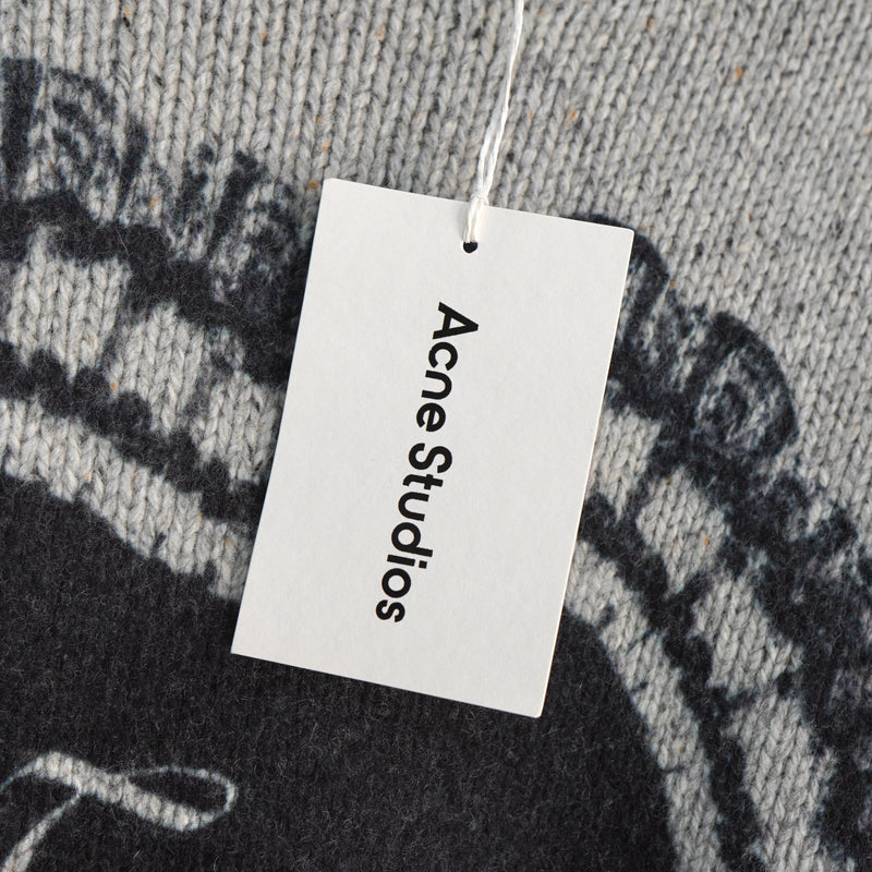 アクネ ストゥディオズ ハートプリント チャンキーニット セーター グレー タグ付き未使用品