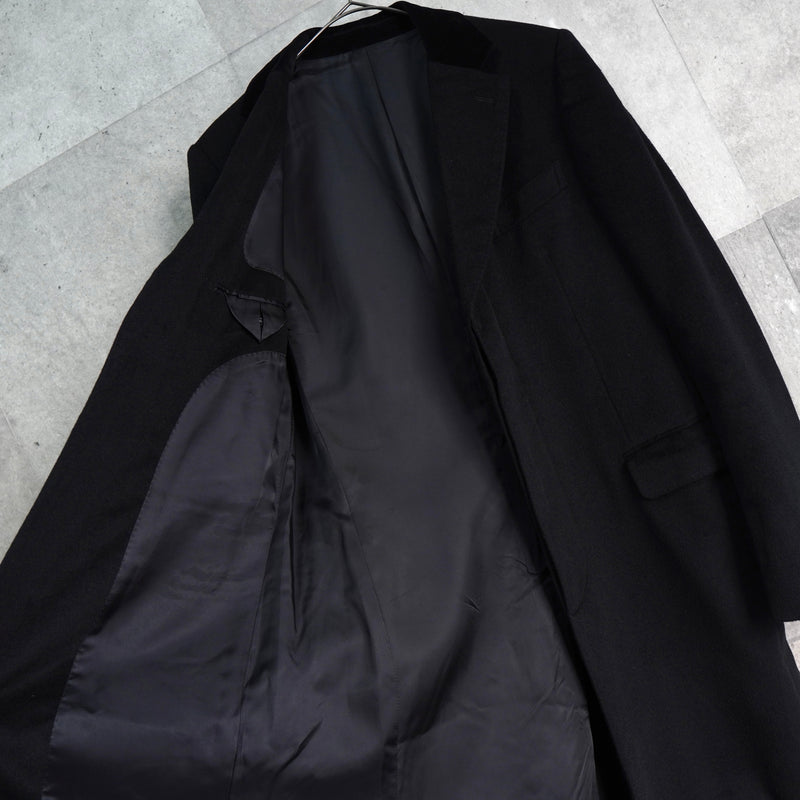 ジョンローレンスサリバン ベロア襟 アンゴラ ウール チェスターコート ブラック