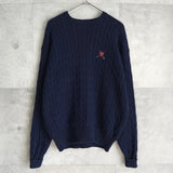 ポロ ゴルフ ラルフローレン ワンポイント ロゴ ケーブル編み ニット ネイビー