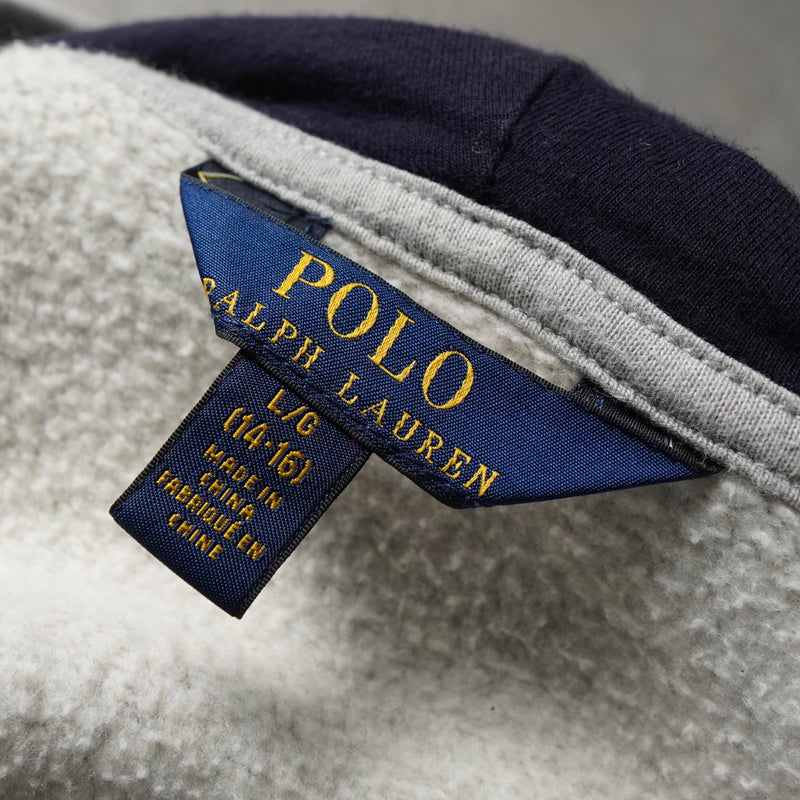 ポロ ラルフローレン フェルトロゴ フルジップ パーカー ライトグレー