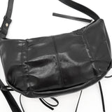 Half Shirring Ribbon Round Bag マーティン キム ロゴプレート リボン ワンショルダーバッグ ブラック