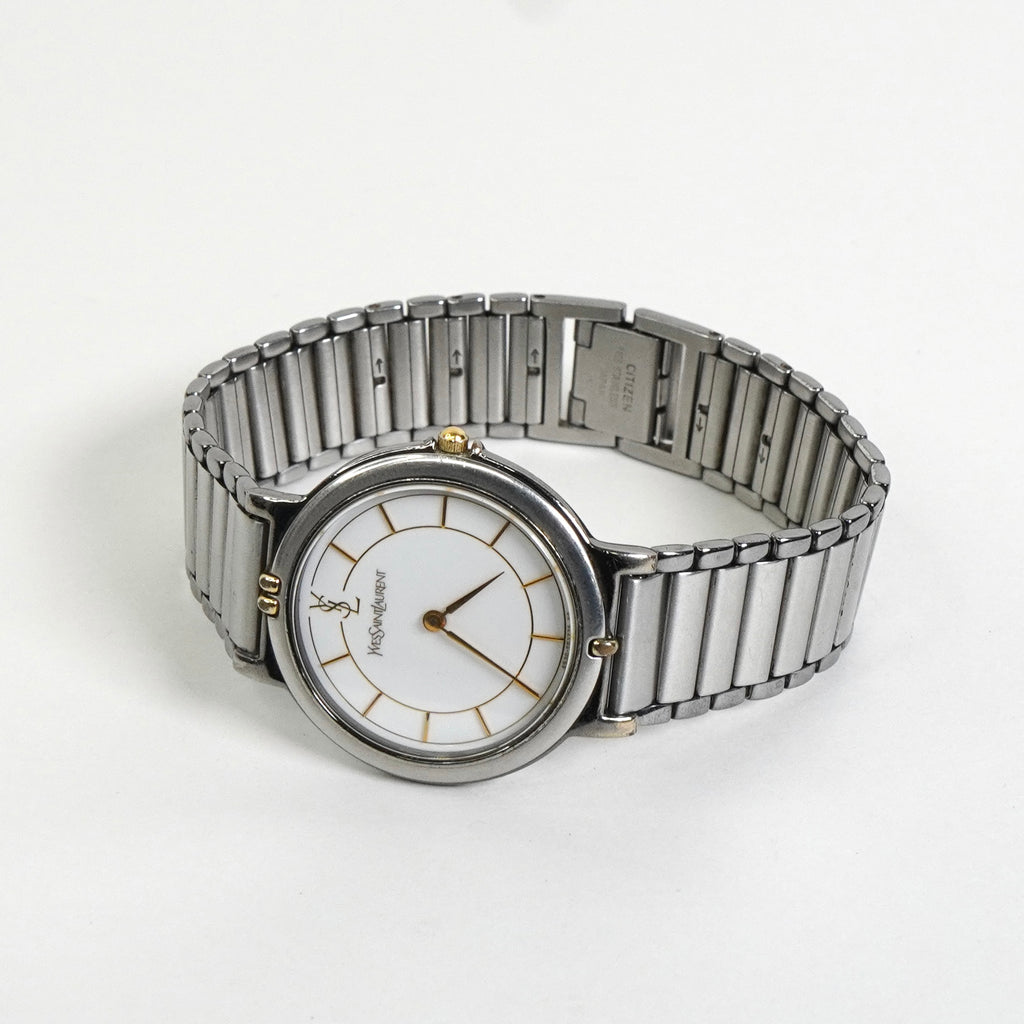 イヴサンローラン 4620-E62275 YO0030688 SS×QZ 白文字盤 腕時計 電池交換済み