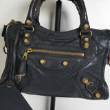 バレンシアガ ジャイアンドミニシティ レザー 2way ハンドバッグ ショルダーバッグ ブラック / グレー