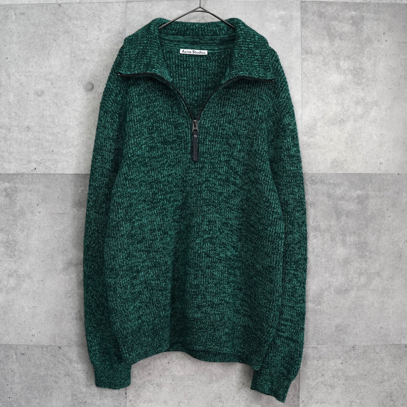 アクネ ストゥディオズ ハーフジップ ハイネック ニット グリーン