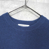 メゾン キツネ 筆記体ロゴ ワッフル ニット ブルー