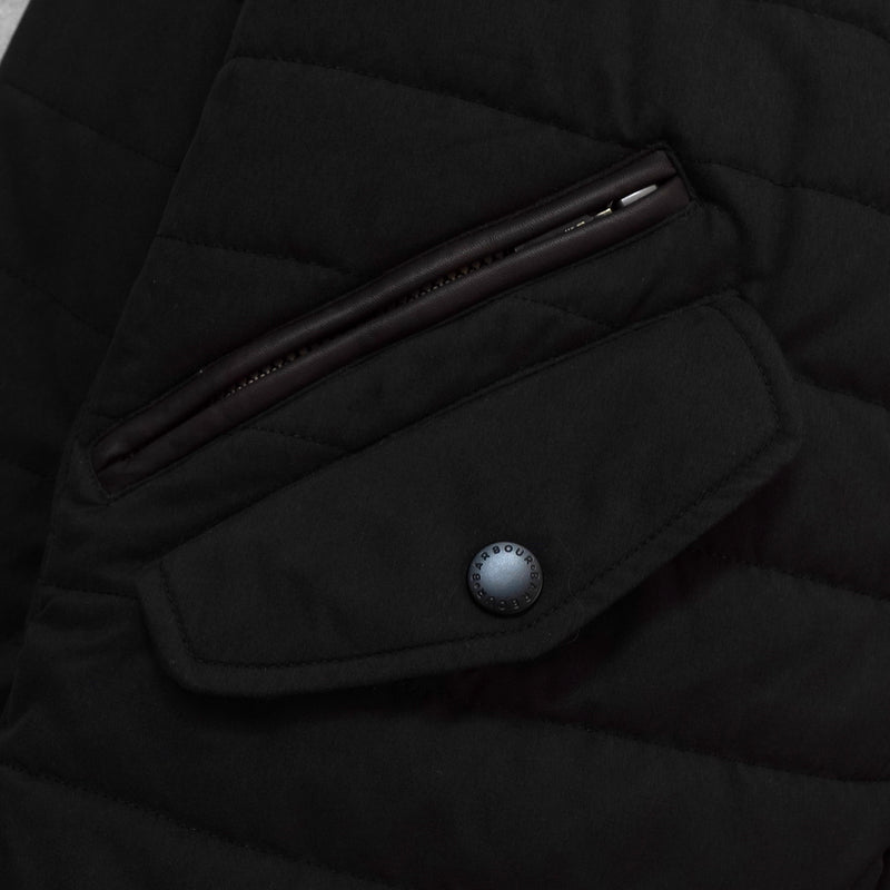 バブアー スエード切り替え キルティングジャケット ブラック