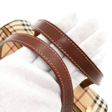 バーバリー ノバチェック PVC / レザー ドラムバッグ ハンドバッグ ベージュ レディース