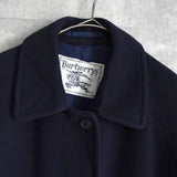 バーバリー ウール ステンカラーコート ネイビー