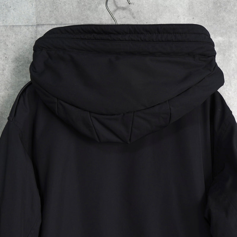 ポロ バイ ラルフローレン レザー切り替え フーデッド 中綿ジャケット コート ブラック