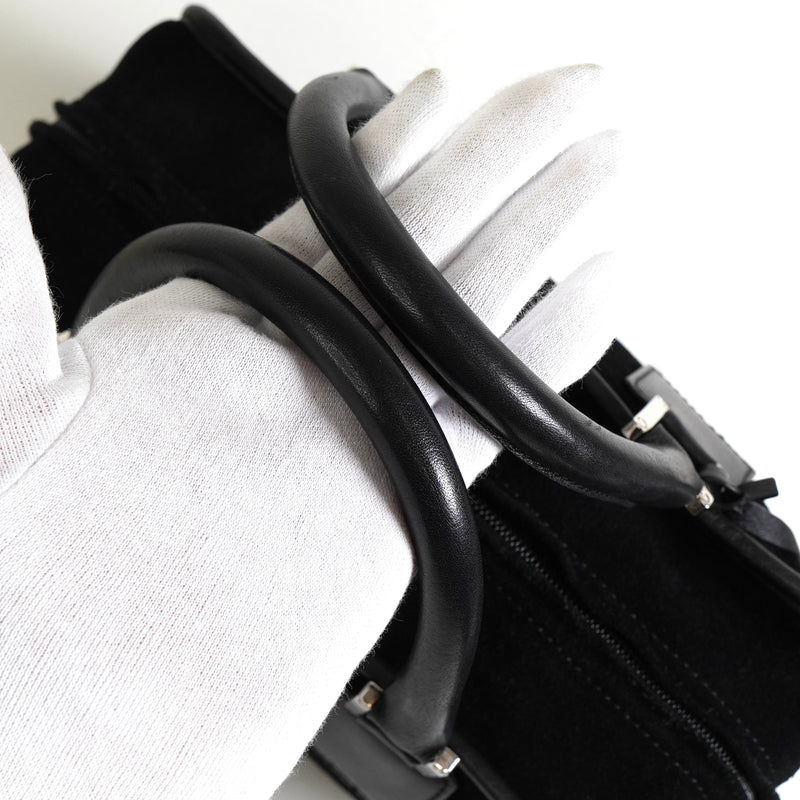 ロエベ アマソナ28 スエード / レザー ハンドバッグ ブラック