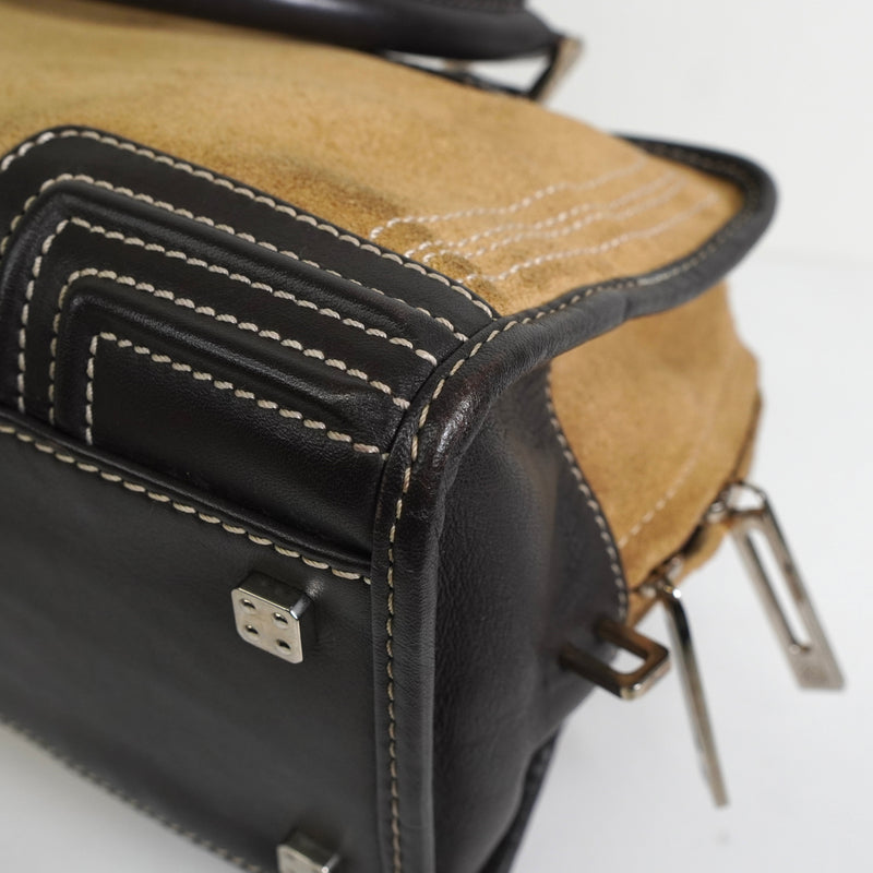 ロエベ アマソナ28 スエード / レザー ハンドバッグ ベージュ / ブラウン