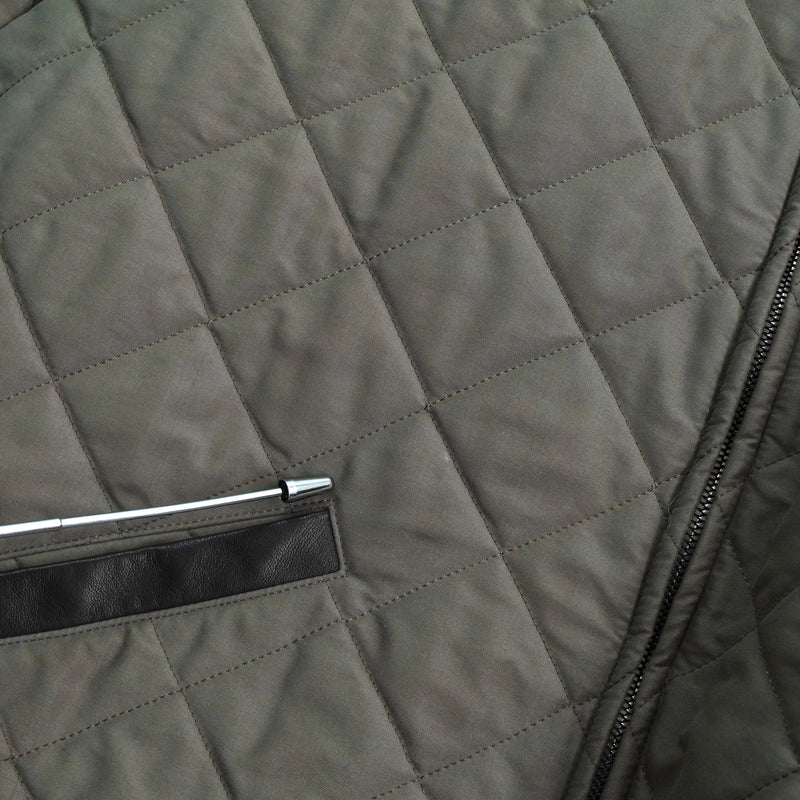 サルバトーレ フェラガモ レザー切り替え キルティングジャケット カーキ