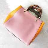 グッチ バンブー レザー 2WAY ハンドバッグ ショルダーバッグ ピンク / オレンジ - NEWSED