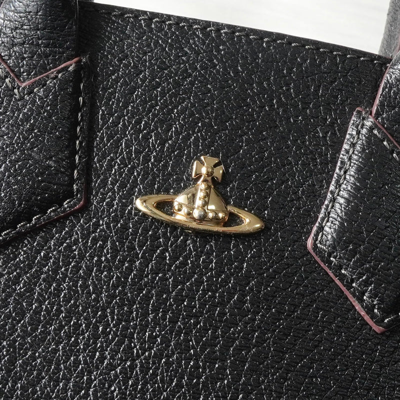 ヴィヴィアン ウエストウッド オーブ レザー 2way ハンドバッグ ショルダーバッグ ブラック - NEWSED