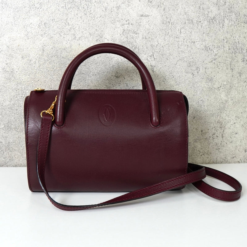 カルティエ マスト レザー 2way ミニボストンバッグ ショルダーバッグ ボルドー - NEWSED