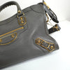 バレンシアガ メタリック エッジ シティ レザー 2way ハンドバッグ ショルダーバッグ グレー
