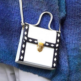 イヴ サンローラン ダイヤカット レザー 自立型 2way ミニ ハンドバッグ ショルダーバッグ ホワイト / ブラック レディース - NEWSED