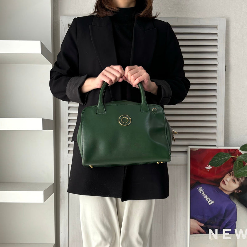 セリーヌ サークルロゴ レザー 2way ハンドバッグ ショルダーバッグ グリーン - NEWSED