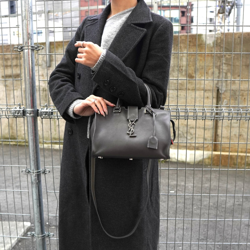 サンローラン ベイビーカバス レザー 2way ハンドバッグ ショルダーバッグ グレー - NEWSED