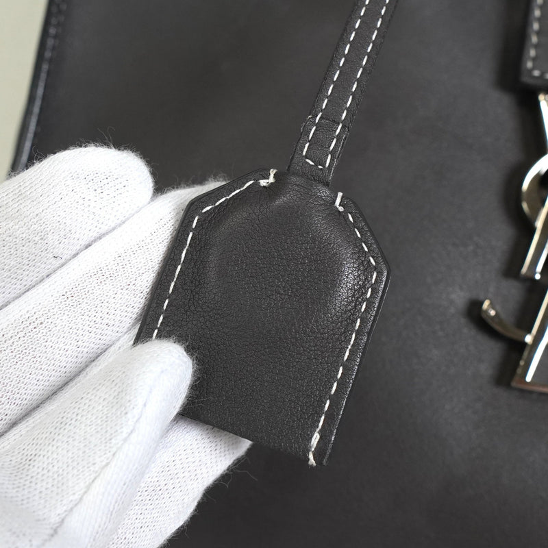 サンローラン ベイビーカバス レザー 2way ハンドバッグ ショルダーバッグ グレー - NEWSED