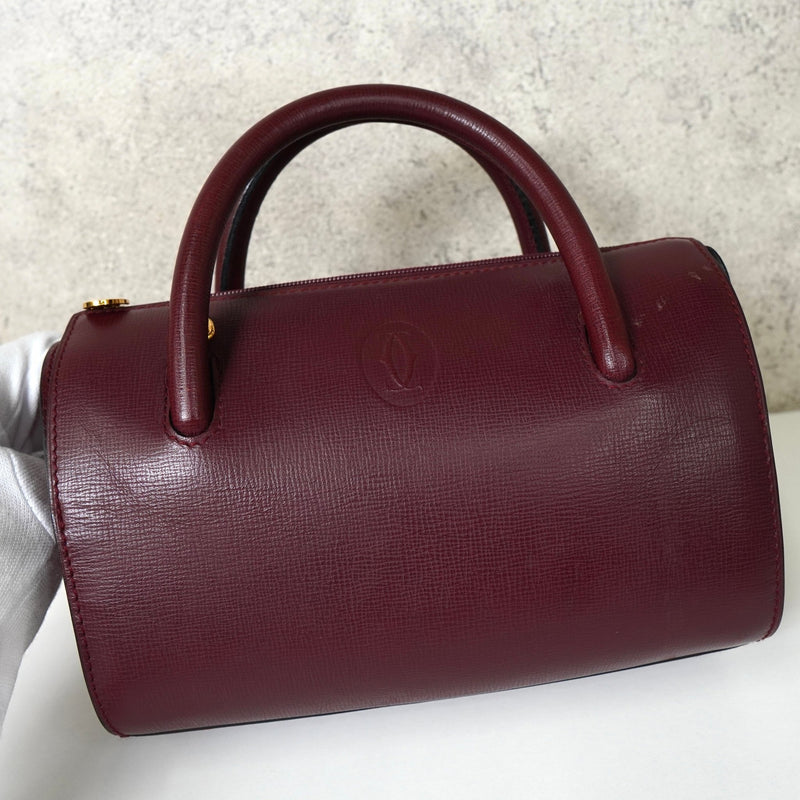 カルティエ マスト レザー 2way ミニボストンバッグ ショルダーバッグ ボルドー - NEWSED