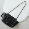 Valentino Garavani Rockstud 黑色皮革两用手提包/单肩包