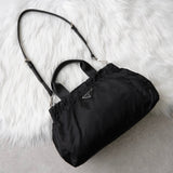 プラダ ナイロン / レザー ギャザー 2way ハンドバッグ ショルダーバッグ ブラック - NEWSED