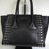 プラダ レザー ビジュー スタッズ 2way ハンドバッグ ショルダーバッグ ブラック
