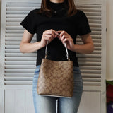 コーチ スモール タウン バケット バッグ シグネチャー 2way ショルダーバッグ ハンドバッグ ブラウン 2312 - NEWSED