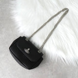 ヴィヴィアン ウエストウッド オーブ ヴィーガンレザー チェーン ミニ ショルダーバッグ 2way ポシェット シルバー ブラック - NEWSED